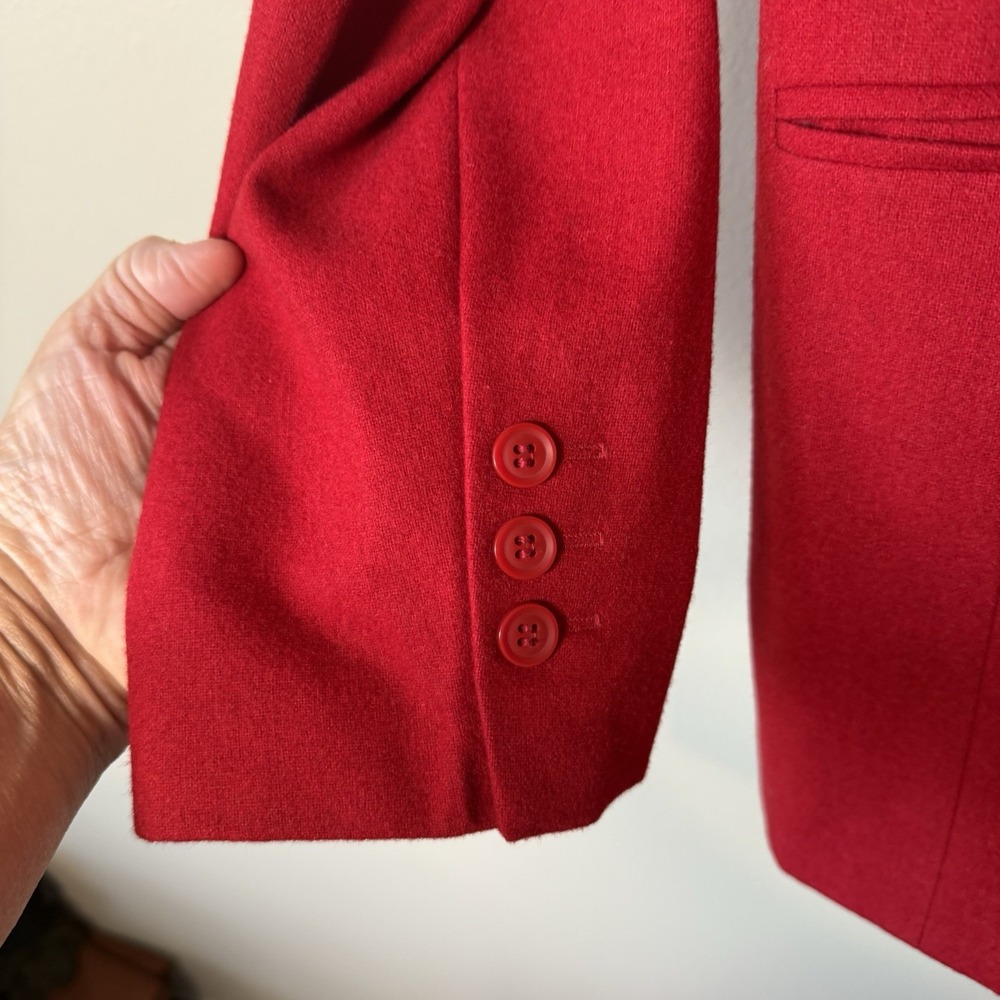Chadwicks of Boston Red Wool Blend Blazer Women's 14 Jacket Lined Classic Career - Picture 6 of 11